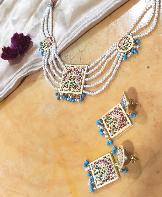 Aari Square Turquoise Set
