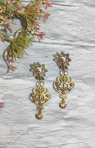 Pink City Temple Flower Earring