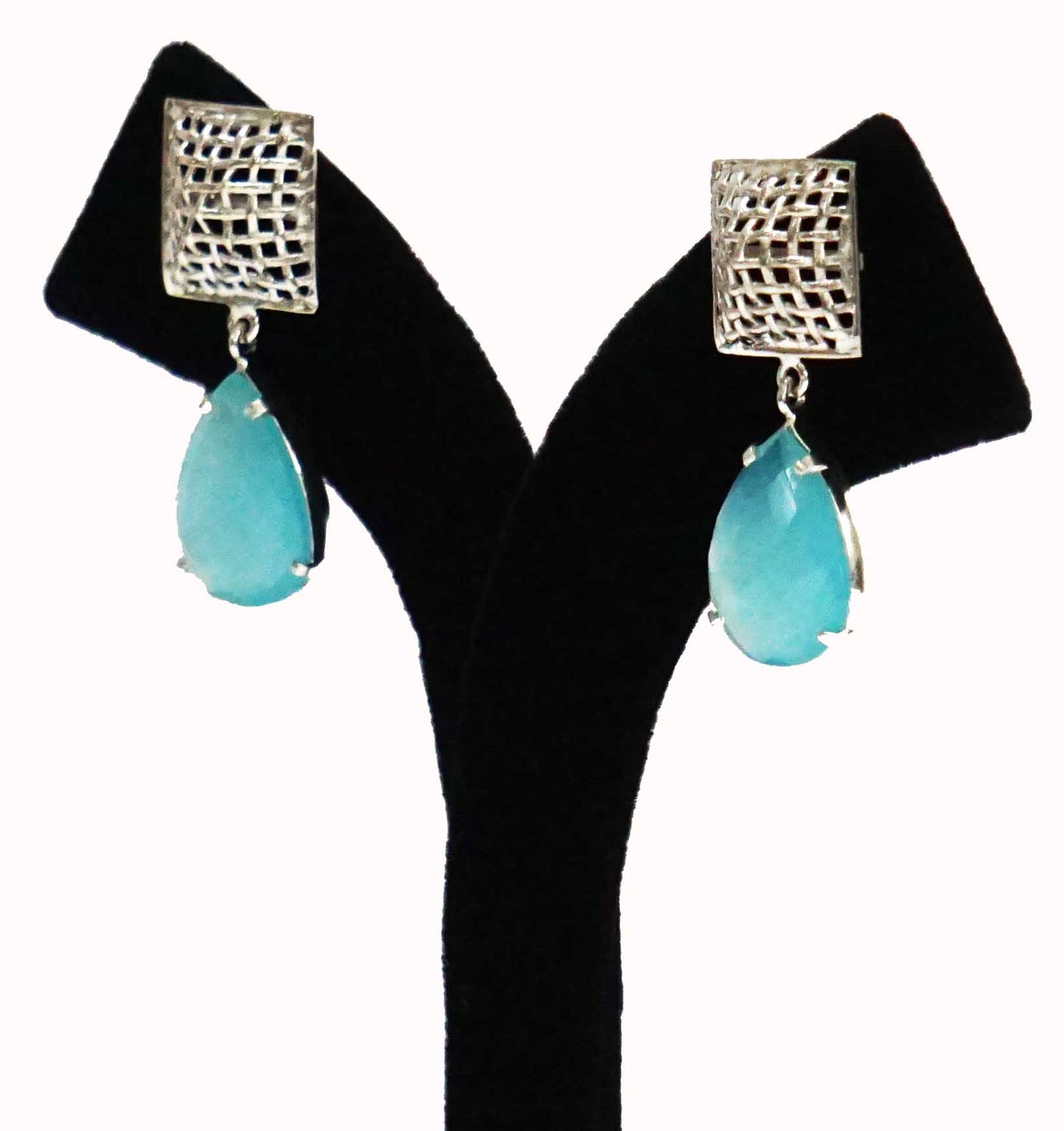Interweave Blue Pear Earring