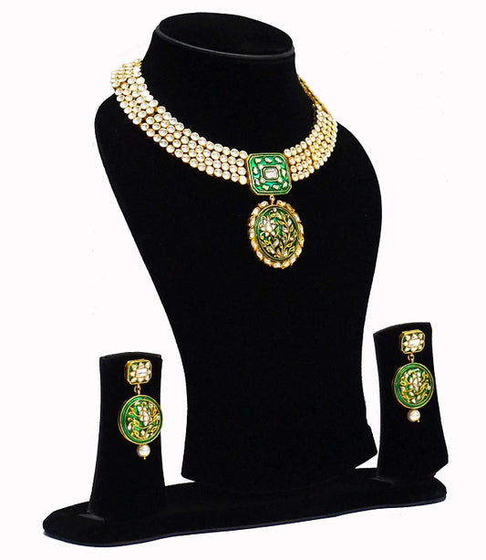 Green Meenakari Bridal Necklace Set