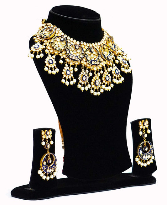 Blue Meenakari Bridal Necklace Set