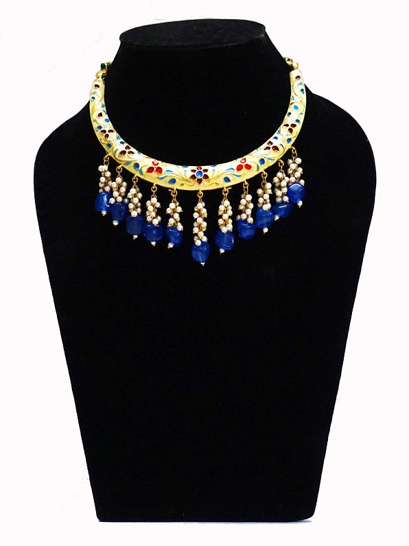 Blue Meenakari Hasli Necklace