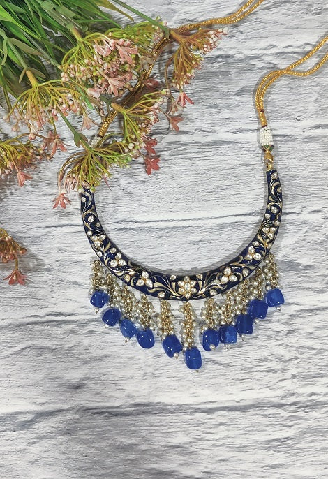 Blue Meenakari Hasli Necklace
