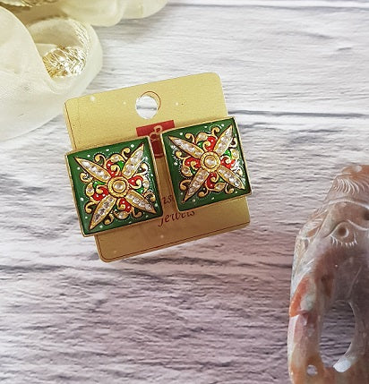 Green Onyx Square Stud