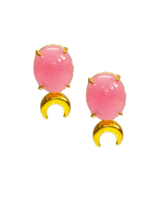 Rose Quartz Moon Stud