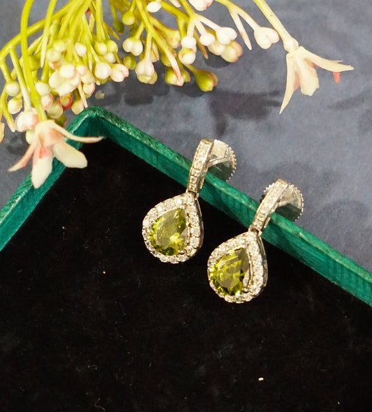 Green Pear Drop Earrings