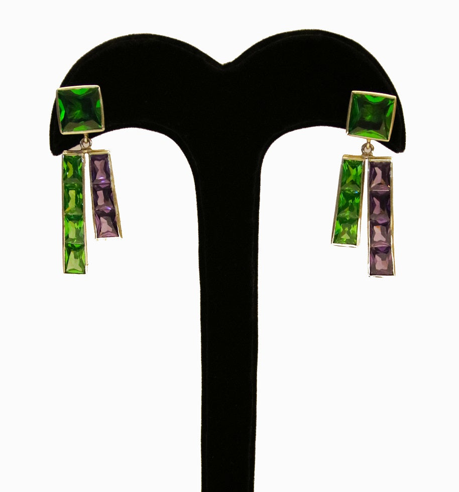 Green & Purple Musical Earrings
