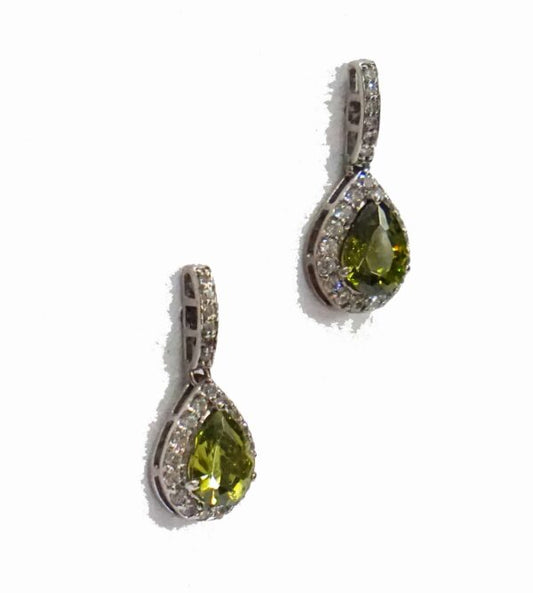Green Pear Drop Earrings