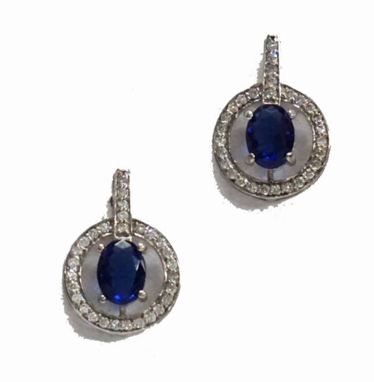 Blue Round Drop Earrings