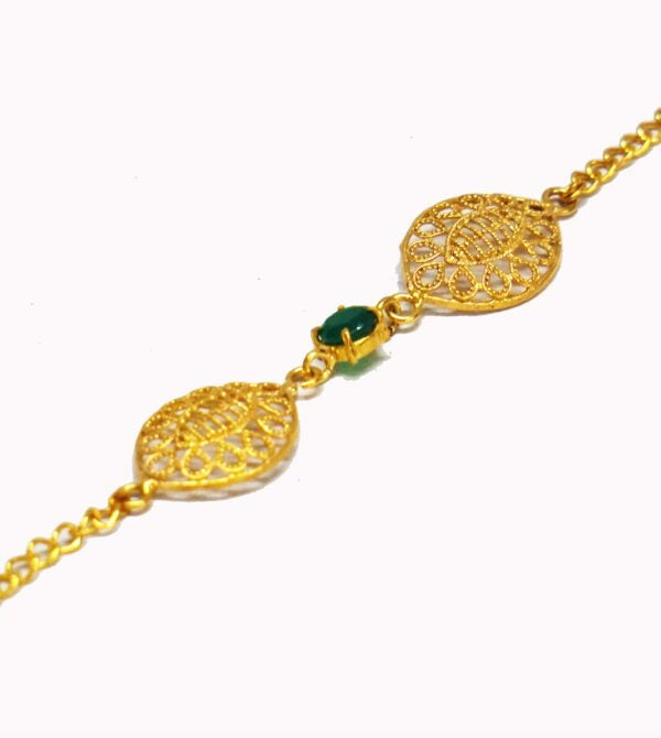 Green Stone Filigree Bracelet