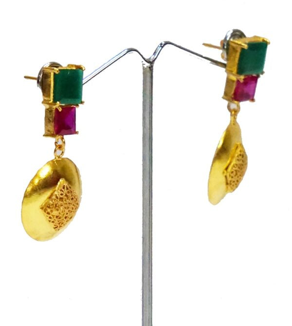 Green Red Filigree Dangler