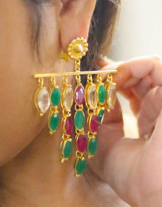 Emerald Ruby Marquise Dangler