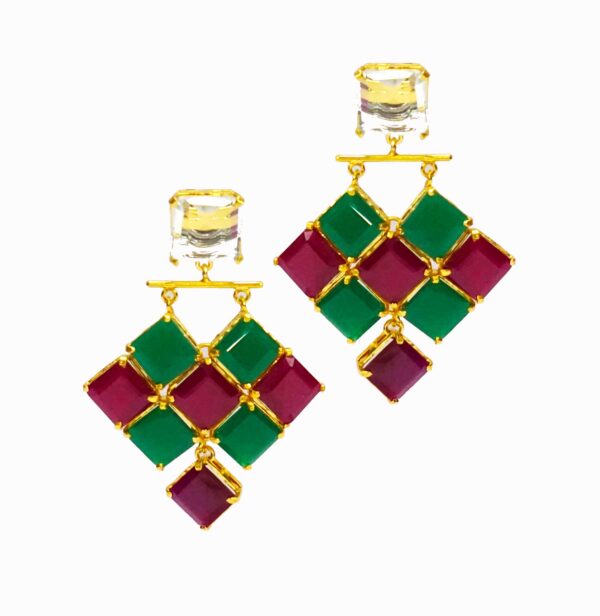 Emerald Ruby Square Dangler