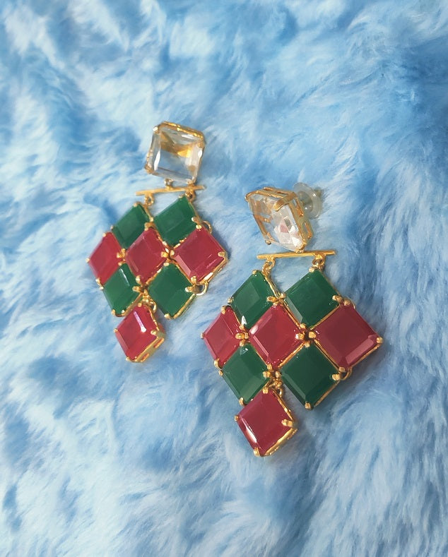 Emerald Ruby Square Dangler