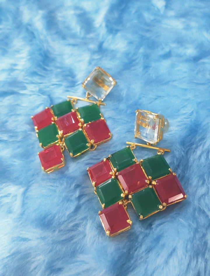 Emerald Ruby Square Dangler