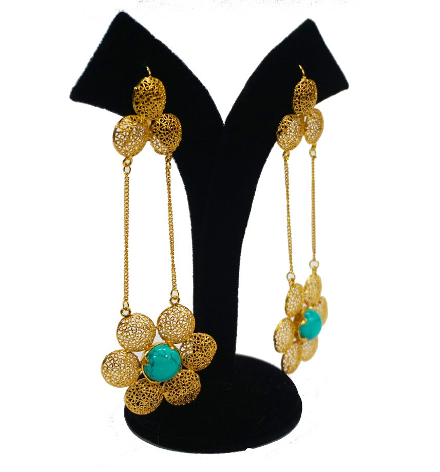 Turquoise Shoulder Dust Danglers