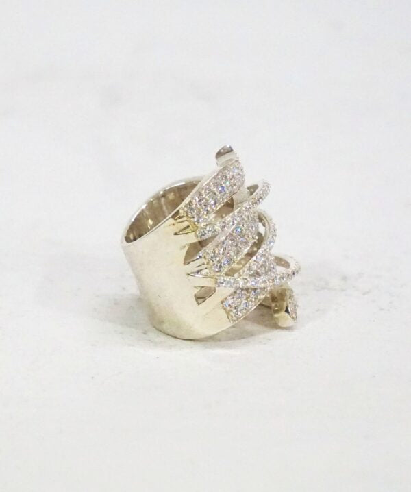 White Spiral Cocktail Ring
