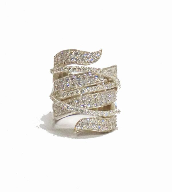 White Spiral Cocktail Ring