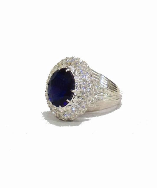 Blue Oval Princess Cocktail Ring