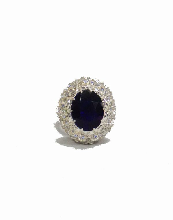Blue Oval Princess Cocktail Ring