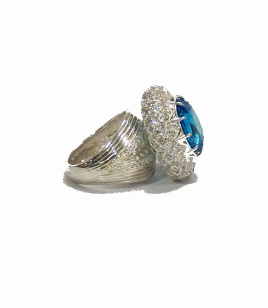 Aquamarine Oval Princess Cocktail Ring