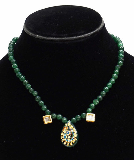 Green Peacock Paint Necklace Set