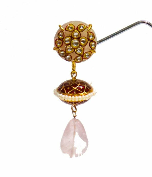 Rose Quarts Flower Painted Danglers