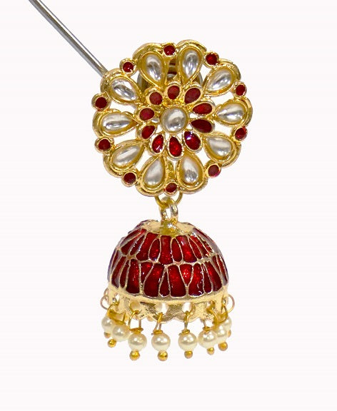 Alankar Red Meenakari Jhumki