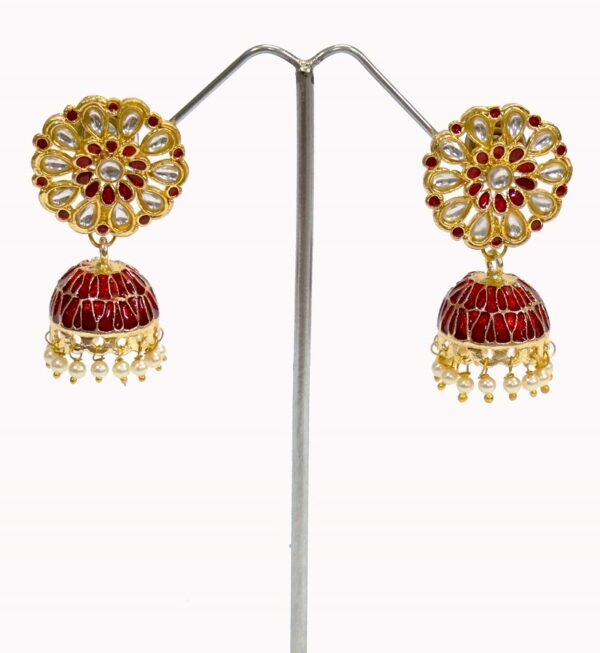 Alankar Red Meenakari Jhumki
