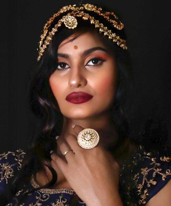 Alankar Peach Round Ring