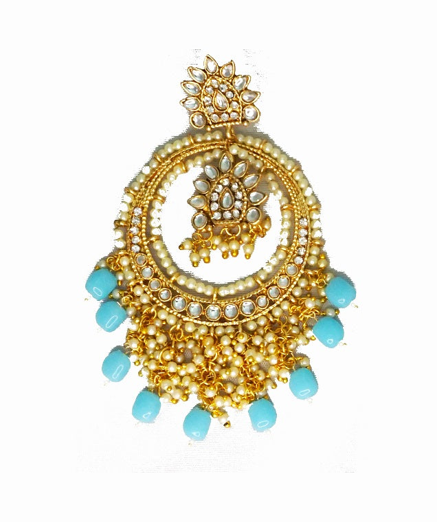 Alankar Turquoise Bold Chandbali