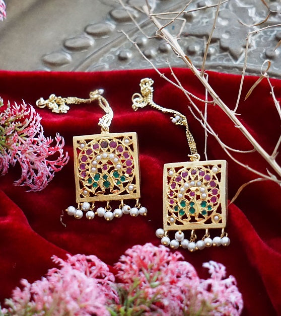 Aari Square White Studs