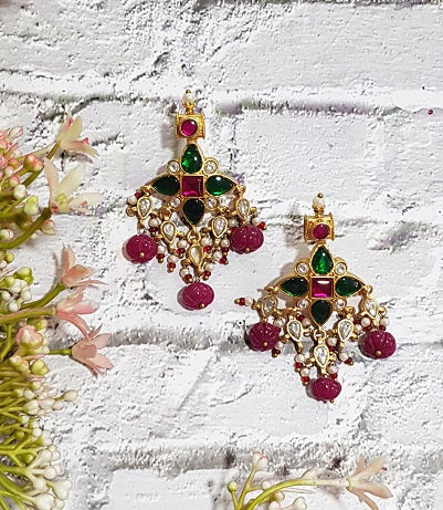 Pachi Leave Kundan Earring
