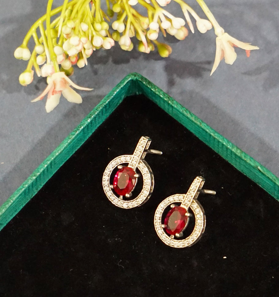 Red Round Drop Earrings