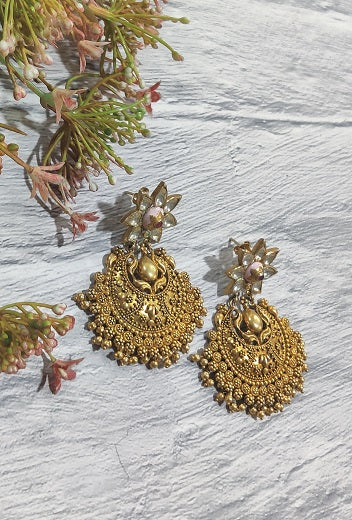 Pink City Temple Art Earring