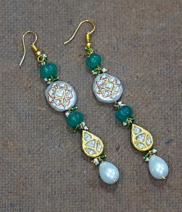 Green Pearl Drop Earrings