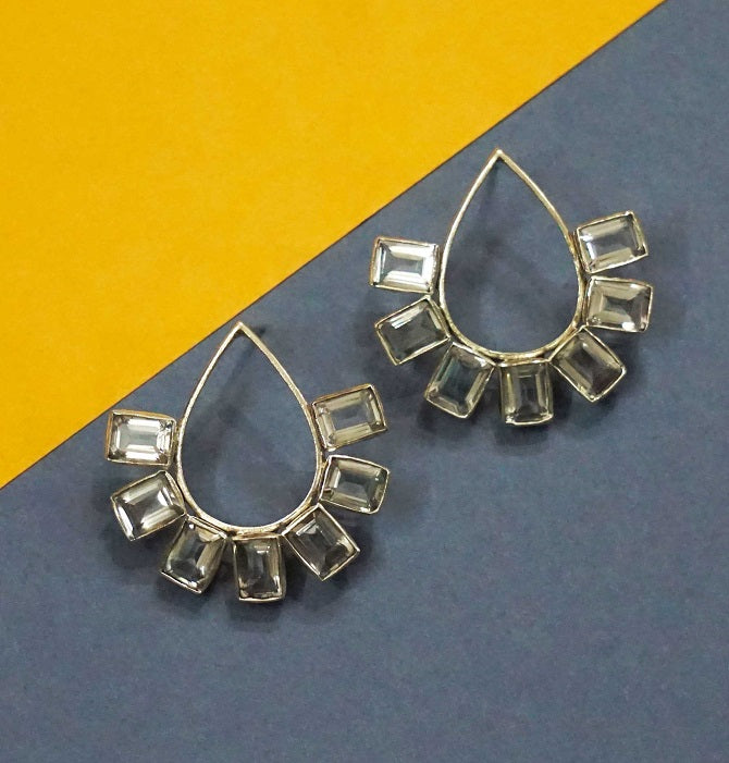 White Pear Drop Earrings