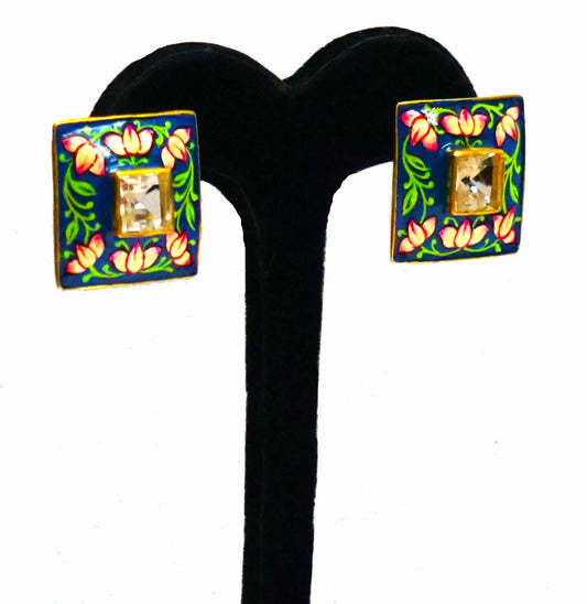 Blue Meenakari Stud