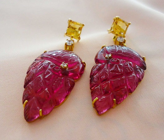 Gold Fish Carved Earrings