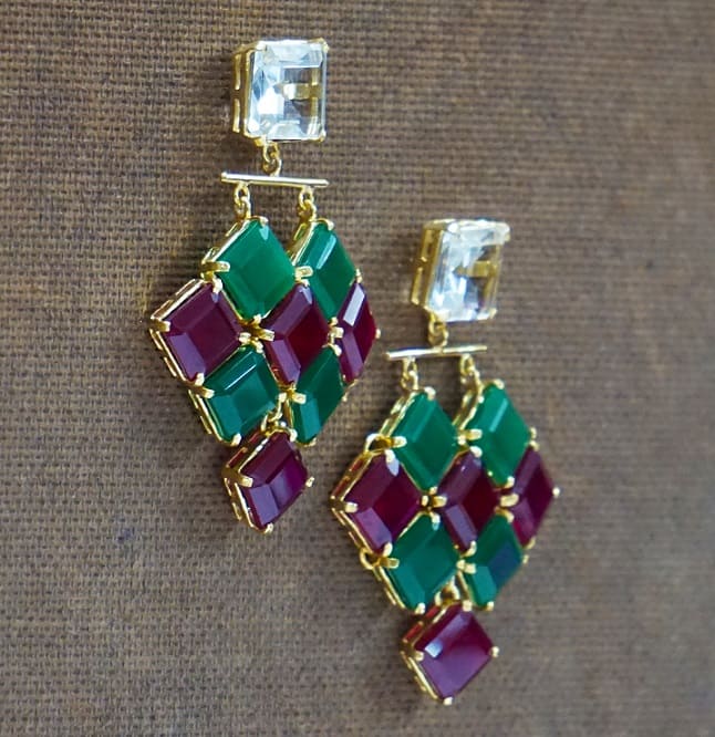 Emerald Ruby Square Dangler