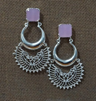 Rose Quartz Chandbali Dangler