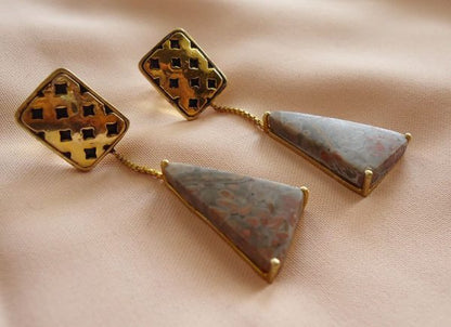 Unakite Triangle Earrings