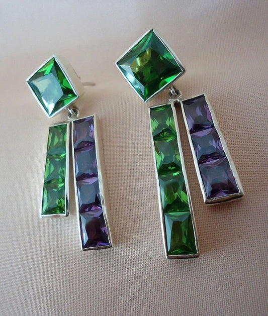 Green & Purple Musical Earrings
