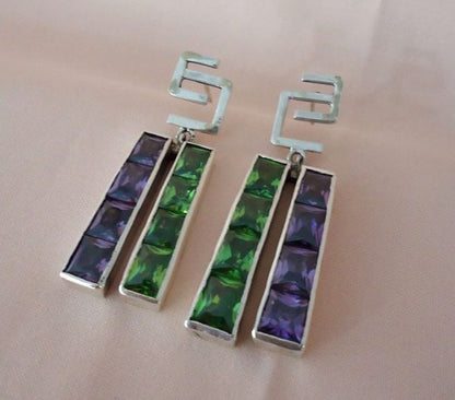 Green & Purple Musical Earrings