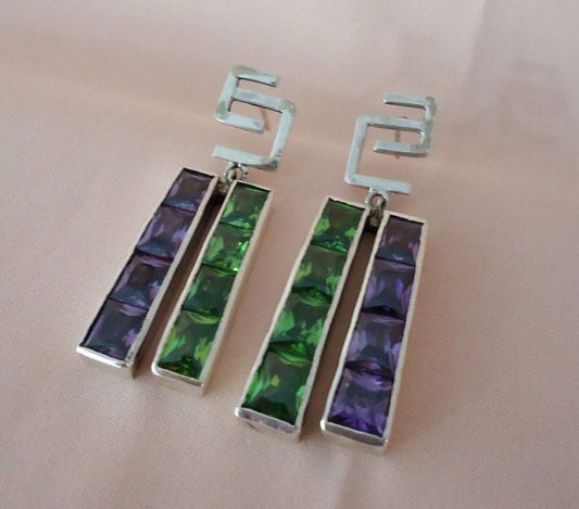 Green & Purple Musical Earrings