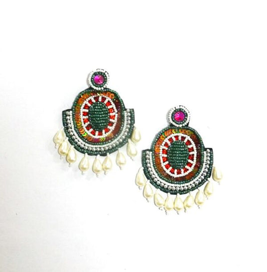 Alankar Green Orange Bling Earring