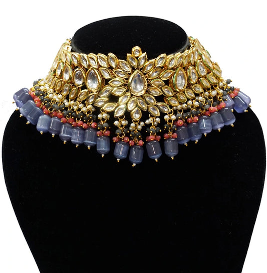 Alankar Kundan Chokar Purple Bridal Set