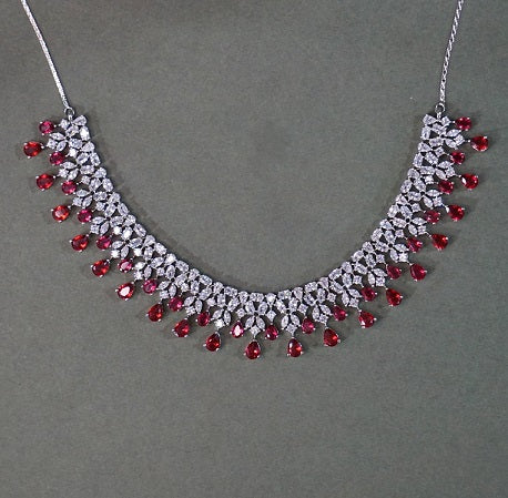 Alankar Red Diamond Necklace Set