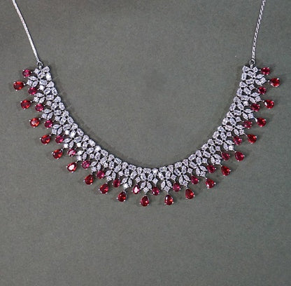 Alankar Red Diamond Necklace Set