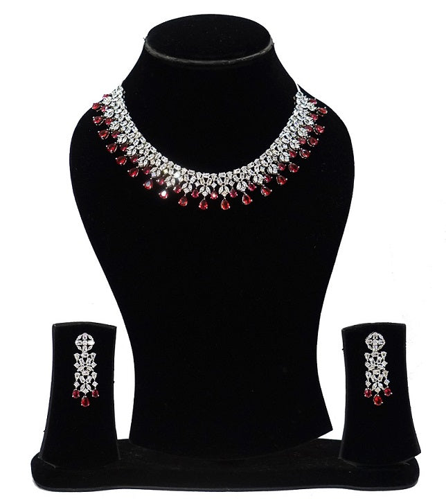 Alankar Red Diamond Necklace Set